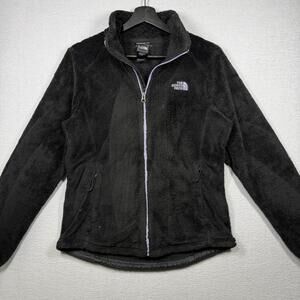 The North Face Jacket Womens Medium Black Purple High Pile Fleece Full Zip Soft